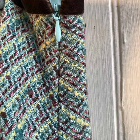 Tapemeasure Vintage Y2K Blue PInk Tweed Pastel Skirt Bow Detail Slit w Slip - 18 - Picture 16 of 16